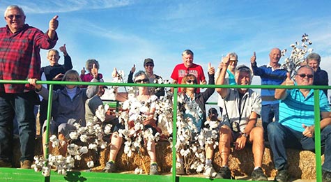 tourists enjoying hay ride